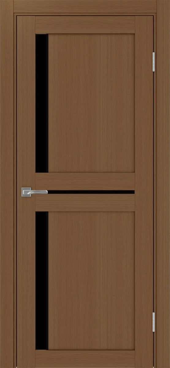 Дверь межкомнатная Турин 523АПП.221 - орех, черное lacobel, алюм.чёрн.