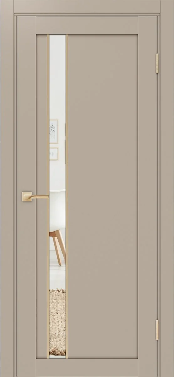 Дверь межкомнатная Турин 528AПП.121 - мокко, зеркало/зеркало, алюм.золото