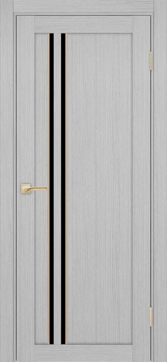 Дверь межкомнатная Турин 525АПС.121 - дуб серый, черное lacobel, алюм.золото