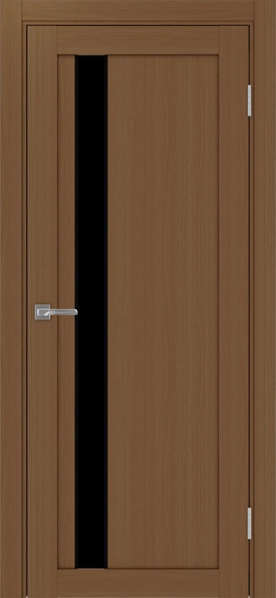 Дверь межкомнатная Турин 528AПП.121 - орех, черное lacobel, алюм.чёрн.