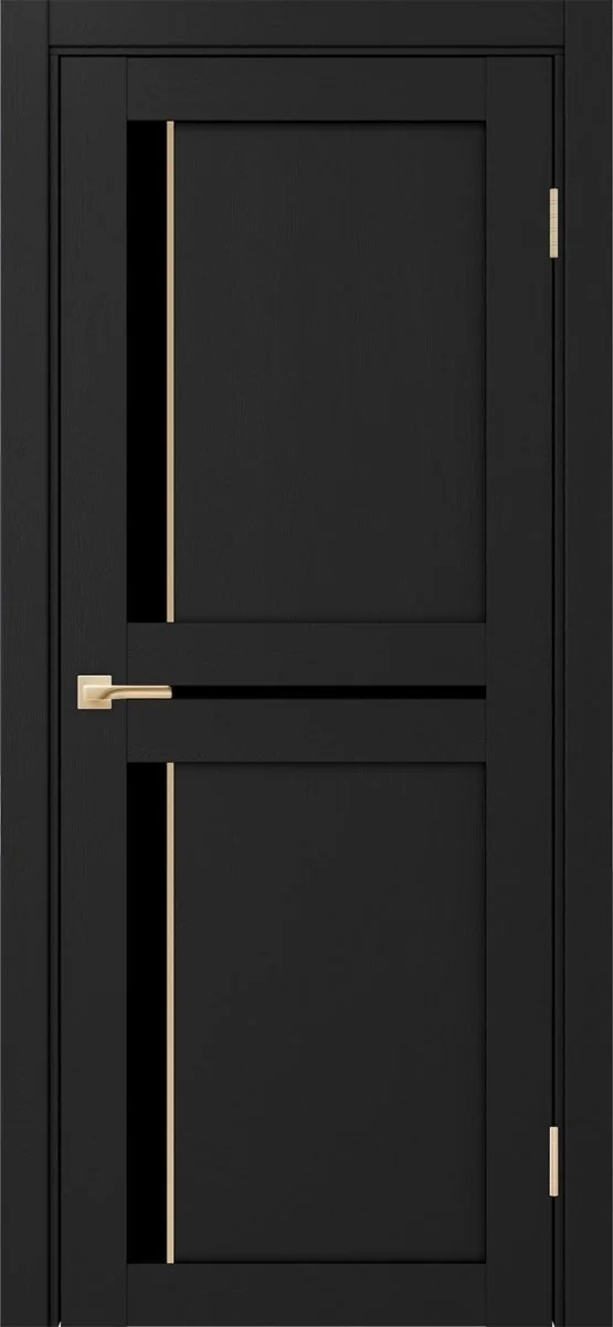 Дверь межкомнатная Турин 523АПП.221 - антрацит, черное lacobel, алюм.золото