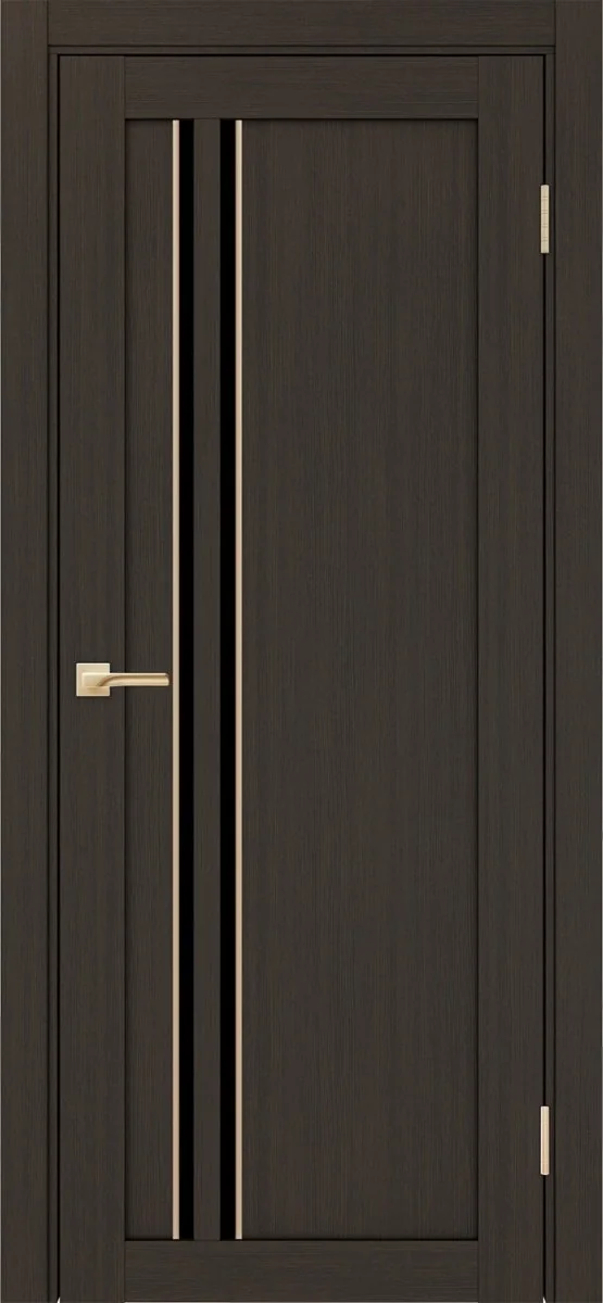 Дверь межкомнатная Турин 525АПС.121 - венге, черное lacobel, алюм.золото