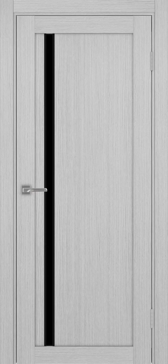 Дверь межкомнатная Турин 527АПС.121 - дуб серый, черное lacobel, алюм.чёрн.