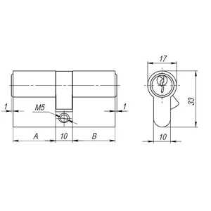 Цилиндровый механизм (AX100/80) AX1000Key80 (35+10+35) CP хром