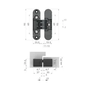 Петля скрытой установки U3D4000 SN (9540UN3D) мат. никель, фото 5