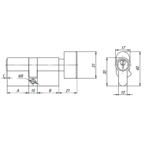 Цилиндровый механизм (AX102/70) AX1002Knob70 (30+10+30) CP хром с вертушкой