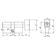 Цилиндровый механизм (AX102/70) AX1002Knob70 (30+10+30) CP хром с вертушкой, фото 2