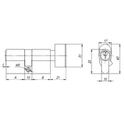 Цилиндровый механизм (AX102/80) AX1002Knob80 (30+10+40) CP хром с вертушкой, фото 2