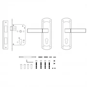 Замок цилиндровый с ручкой LOCKSET90.ORION.4585-3 (KIT P90 4585/3 ORION) SN/CP матовый никель/хром, фото 2