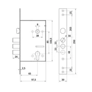 Корпус врезного замка c защёлкой MDV30C-816 CP (V30/C) CP хром тех.уп., фото 2