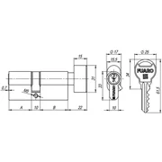 Цилиндровый механизм (R302/60) R3002Knob60(25+10+25) CP хром 5Key с вертушкой, фото 2