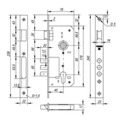 Корпус врезного замка с защёлкой DD900/C-45.85.3MR (900 3MR W/B) PB латунь, фото 2