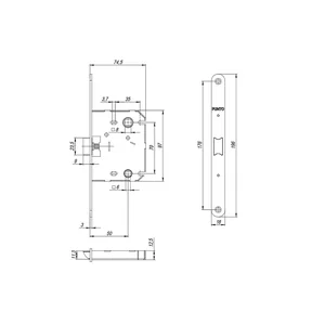 Защелка PLASTPL70X-R20 (PL70X-R20 SN) (врезная) SN мат. никель упаковка