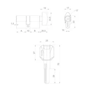 Цилиндровый механизм (Z402/60) Z4002Knob60(25+10+25) с вертушкой CP хром, фото 2