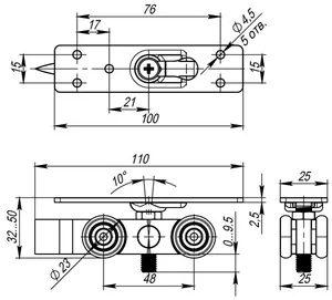 Комплект роликов для раздвижных дверей SLD.Comfort.SET.rollers/80 (Comfort 80/4 kit)