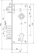 Замок цилиндровый с в комплекте с ручкой LOCKSET.9011 (SET F9011) AB бронза, фото 2