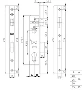 Корпус узкопрофильного замка с защёлкой 153/P (25 mm) w/b (хром) STB 153P2500018, фото 2