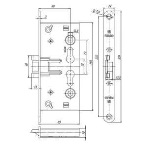 Корпус врезного замка c защёлкой FP.C-65.72-0432 (FL-0432)