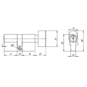 Цилиндровый механизм (AX102/60) AX1002Knob60 (25+10+25) PB латунь с вертушкой, фото 2