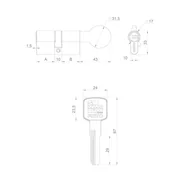 Цилиндровый механизм Z3002Knob90(40+10+40) с вертушкой CP хром, фото 2