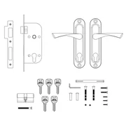 Замок цилиндровый в комплекте с ручкой LOCKSET16.CRONA.4070-1 (KIT P16 4070 CRONA) SN матовый никель, фото 2