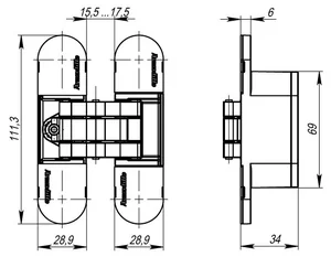 Петля скрытой установки U3D6000 SN (11160UN3D) мат. никель
