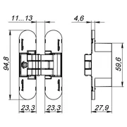 Петля скрытой установки U3D4000 SN (9540UN3D) мат. никель, фото 2
