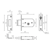 Замок врезной крестообразный X200 F (200 F) CP хром 3key, фото 2