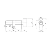 Цилиндровый механизм (AX102/60) AX1002Knob60 (25+10+25)/HD CP хром 4Key с вертушкой, фото 2