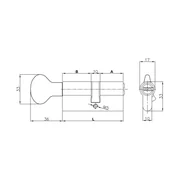 Цилиндровый механизм с вертушкой 164 SM/62 (26+10+26) mm латунь 5 кл., фото 4