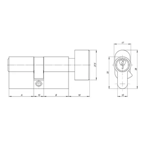Цилиндровый механизм (AZ102/60) AZ1002Knob60 (25+10+25) CP хром