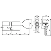 Цилиндровый механизм (100 CM/80) 1000CMKnob80(35+10+35) CP хром 3Key с вертушкой, фото 2