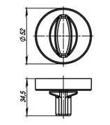 Ручка поворотная BK6.R.URB52 (WC-BOLT BK6/URB) OB-13 античная бронза, фото 2