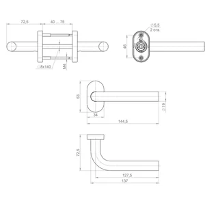 Ручка раздельная R.DSS201-0201P/19 INOX 201 (овальное основание)