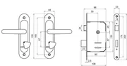 Замок врезной сувальдный с защёлкой в комплекте с ручкой ЗВ9.2-08 (бронза), 3 кл., фото 2