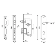Замок цилиндровый в комплекте с ручкой LOCKSET90.CRONA.4585-3 (KIT P90 4585/3 CRONA) AB бронза, фото 3