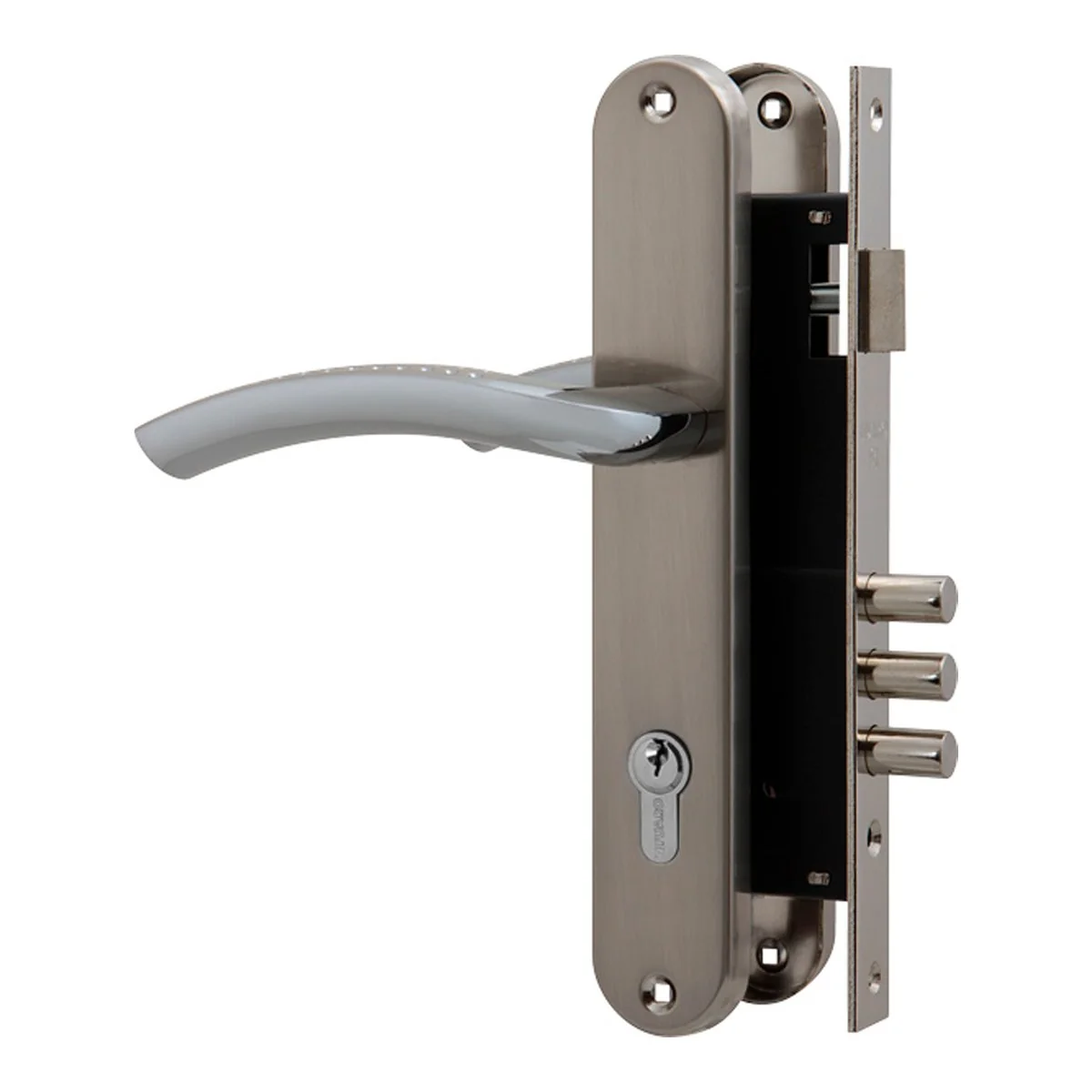 Замок цилиндровый с в комплекте с ручкой LOCKSET.9013 (SET F9011) SN/CP матовый никель
