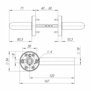 Ручка раздельная R.DSS201-0204/19 (INOX 201) BLACK