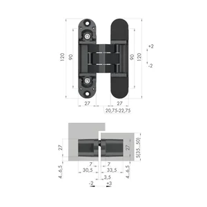Петля скрытой установки U3D7000 SC (12060UN3D) мат. хром TECH