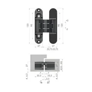 Петля скрытой установки U3D7000 BL (12060UN3D) черный TECH, фото 4