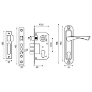Замок цилиндровый в комплекте с ручкой LOCKSET15.CRONA.4061-3 (KIT P15 4061/3 CRONA) SN матовый никель, фото 3