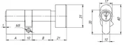 Цилиндровый механизм (AX102/70) AX1002Knob70 (35+10+25) CP хром с вертушкой, фото 2