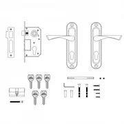 Замок цилиндровый в комплекте с ручкой LOCKSET15.CRONA.4061-3 (KIT P15 4061/3 CRONA) SN матовый никель, фото 2