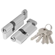 Цилиндровый механизм (AX102/70) AX1002Knob70 (35+10+25) CP хром с вертушкой, фото 1