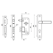 Замок цилиндровый с ручкой LOCKSET90.ORION.4585-3 (KIT P90 4585/3 ORION) SN/CP матовый никель/хром, фото 3
