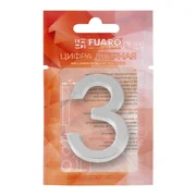 Цифра "3" самоклеящаяся ABS (50х37) (FUARO) CP хром, фото 2