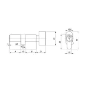 Цилиндровый механизм (AX102/60) AX1002Knob60 (25+10+25)/HD AB бронза 4Key с вертушкой, фото 2