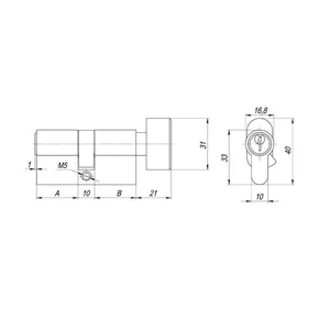 Цилиндровый механизм (AX102/70) AX1002Knob70 (30+10+30)/HD CP хром 4Key с вертушкой