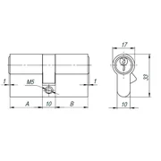 Цилиндровый механизм (AX100/60) AX1000Key60 (25+10+25) PB латунь, фото 2