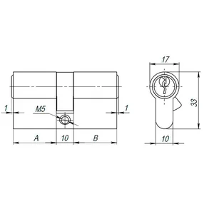 Цилиндровый механизм (AX100/70) AX1000Key70 (30+10+30) CP хром